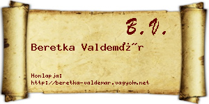 Beretka Valdemár névjegykártya